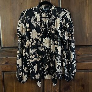Sanctuary Black and Cream Floral Blouse